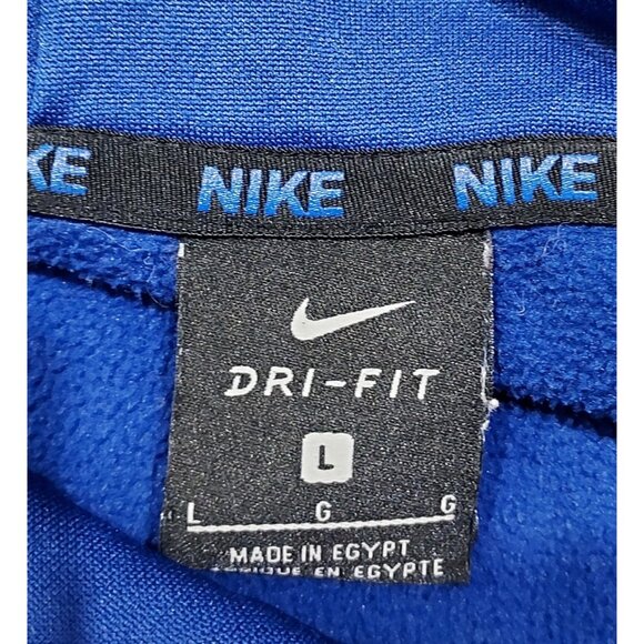 Nike Dri Fit Hoodie Men Large Swoosh Logo Work Shirt Blue Front Kangroo Pocket - Picture 10 of 12